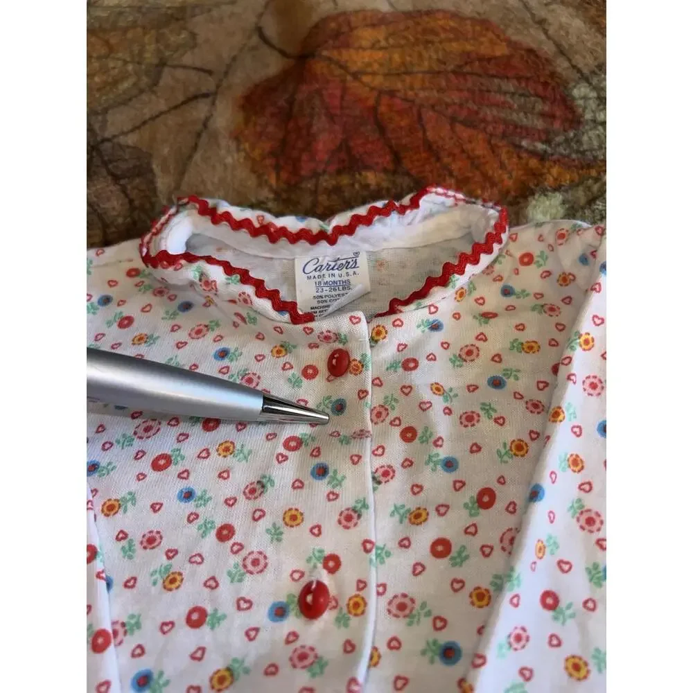 Authentic 70s Carter's Floral‎ Ruffle Top Shirt Made in USA 18 Mo